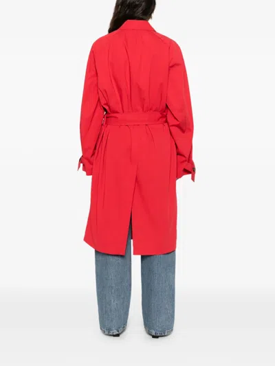 Totême Womens Poppy Light Spring Belted Cotton-poplin Trench Coat In Red