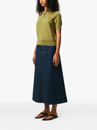 Ami Alexandre Mattiussi Green Wool Short Sleeves Ami De Coeur Polo Green