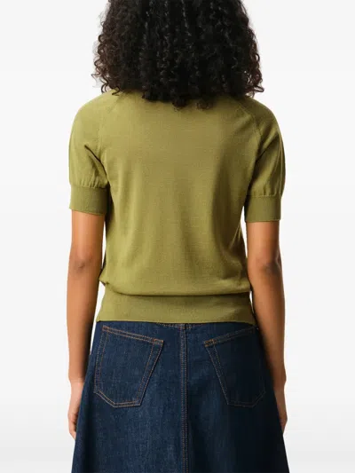Ami Alexandre Mattiussi Green Wool Short Sleeves Ami De Coeur Polo Green
