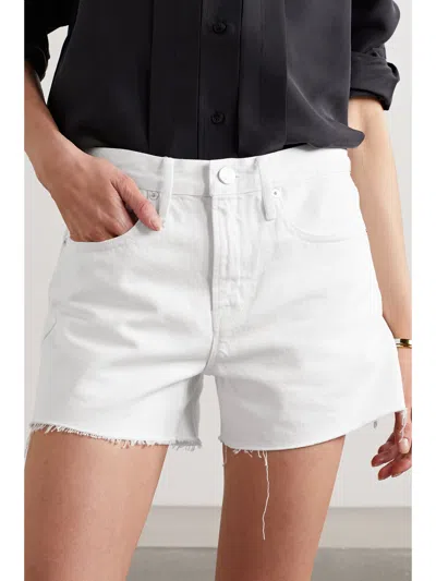 Frame Rounded-edge Denim Shorts In White