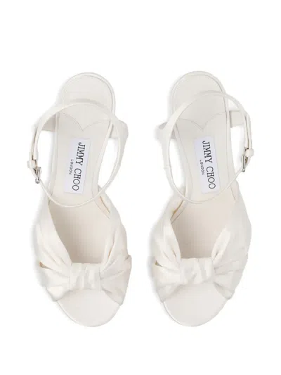 Jimmy Choo Knotted Heloise Platform Sandals In White
