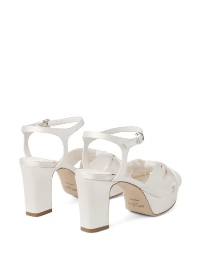 Jimmy Choo Knotted Heloise Platform Sandals In White