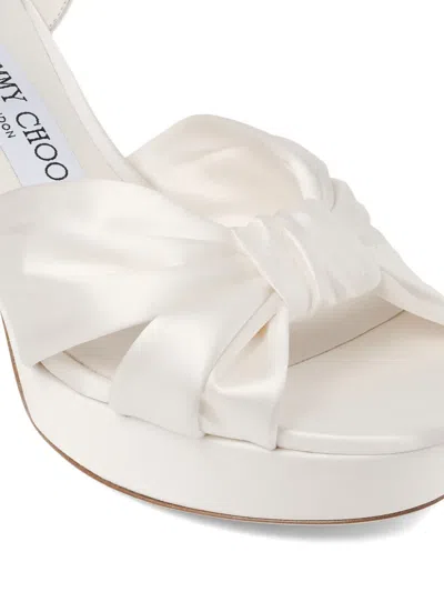 Jimmy Choo Knotted Heloise Platform Sandals In White
