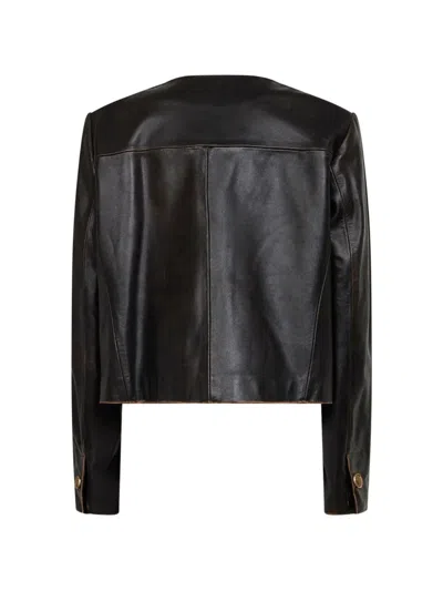 Arma Button Leather Jacket In Multi