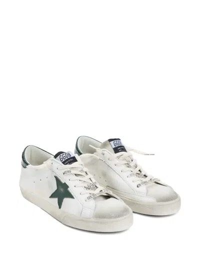 Golden Goose Super-star White Low Top Sneakers With Embossed Logo And Contrasting Heel Tab In Leather Man In White