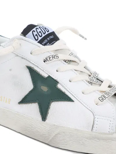 Golden Goose Super-star White Low Top Sneakers With Embossed Logo And Contrasting Heel Tab In Leather Man In White