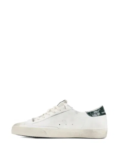 Golden Goose Super-star White Low Top Sneakers With Embossed Logo And Contrasting Heel Tab In Leather Man In White