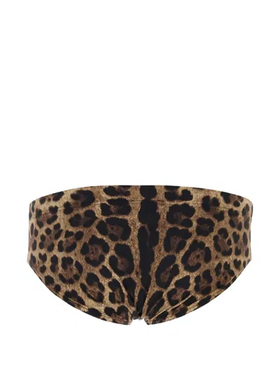 Dolce & Gabbana Drawstring Triangle Swimming Briefs In Brown