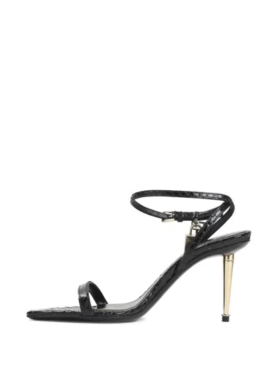 Tom Ford Padlock 90 Python Print Leather Sandals In Black