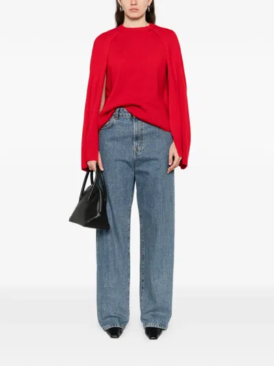 Totême Cashmere Crew Neck Knit Jumper Long Sleeves In Red