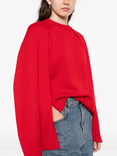 Totême Cashmere Crew Neck Knit Jumper Long Sleeves In Red