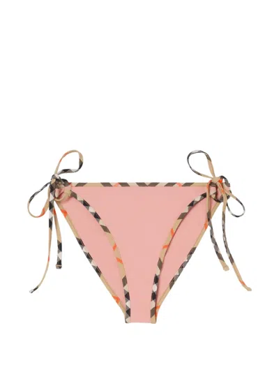 Burberry Women Bikini Bottoms With Checked Edges In Pink