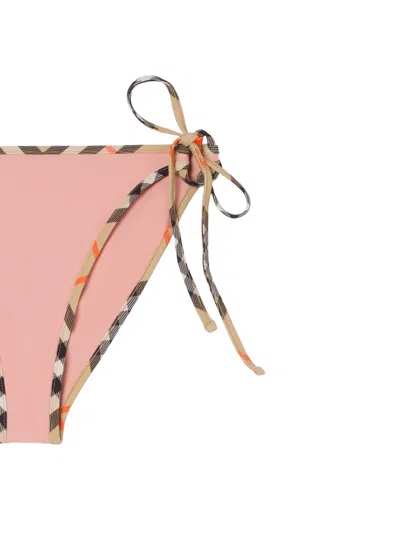 Burberry Women Bikini Bottoms With Checked Edges In Pink