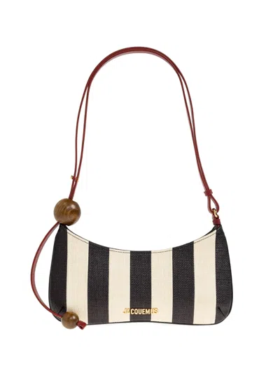 Jacquemus Le Bisou Perle Stripe Woven Raffia Shoulder Bag In Multi