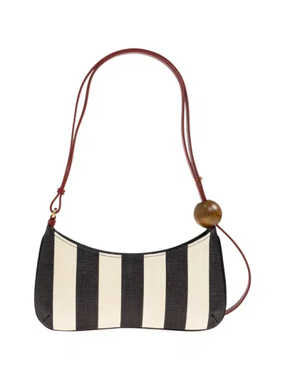Jacquemus Le Bisou Perle Stripe Woven Raffia Shoulder Bag In Multi
