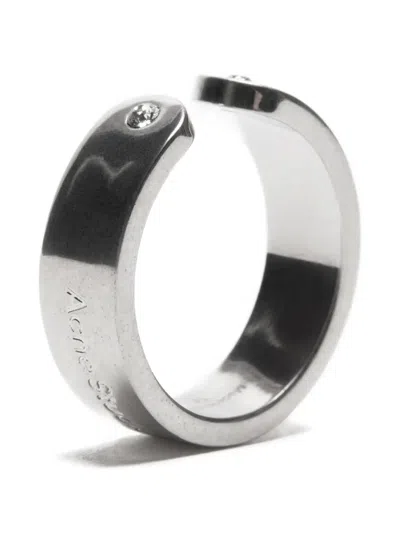 Acne Studios Logo-debossed Cut-out Ring In White