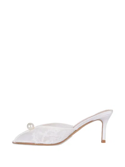 Black Suede Studio Debby 70 Mesh Mule In White