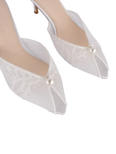 Black Suede Studio Debby 70 Mesh Mule In White