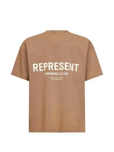 Represent Crew Neck Logo Detail Short Sleeve T-shirt In Brown