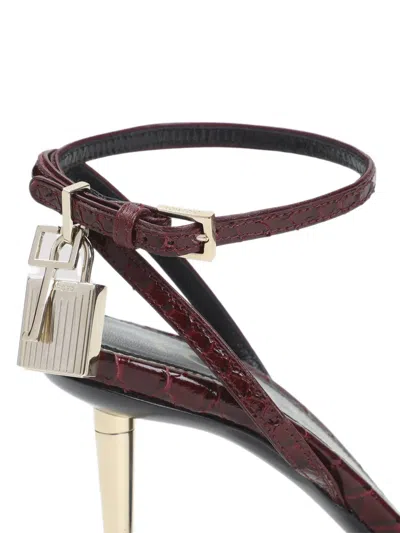 Tom Ford Padlock 90 Python Print Leather Sandals In Red