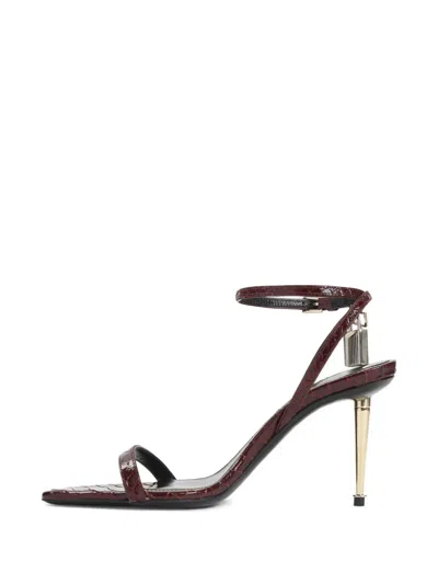 Tom Ford Padlock 90 Python Print Leather Sandals In Red