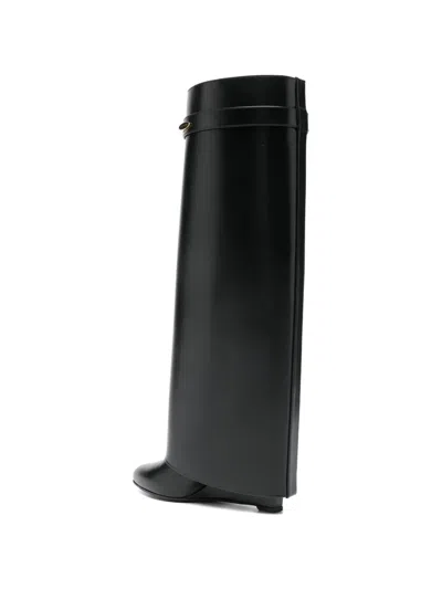 Givenchy Black Sandals With Logo Plaque On The Front And High Wedge Heel In Leather Woman