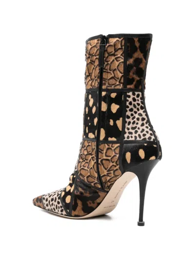 Manolo Blahnik Trulona 50 Leather-trimmed Patchwork Animal-print Calf Hair Ankle Boots In Brown