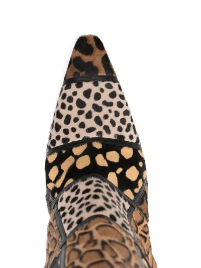 Manolo Blahnik Trulona 50 Leather-trimmed Patchwork Animal-print Calf Hair Ankle Boots In Brown