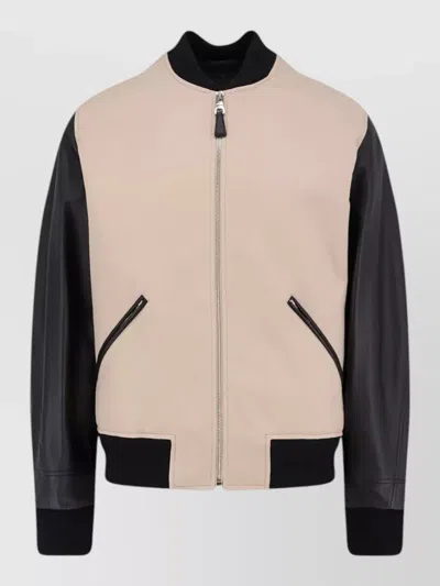 Givenchy Silk Nylon Jacket Contrast Sleeves Pockets In Neutral