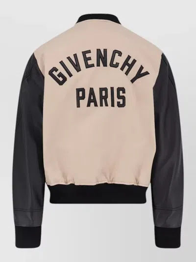 Givenchy Silk Nylon Jacket Contrast Sleeves Pockets In Neutral