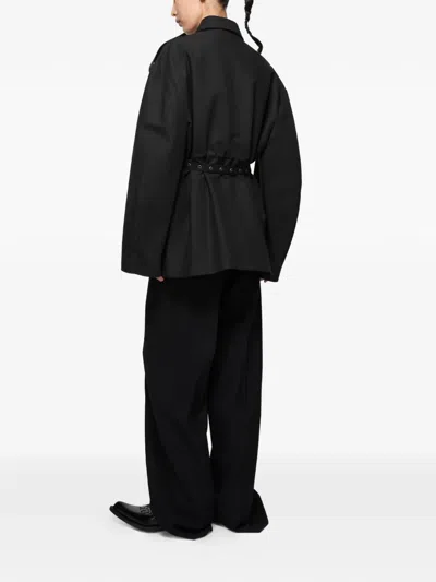 Acne Studios Belted Flap-pocket Jacket In Black