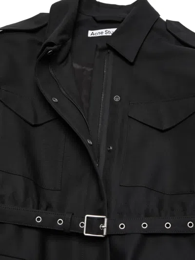 Acne Studios Belted Flap-pocket Jacket In Black