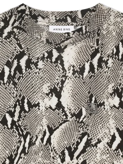 Anine Bing Womens Washed Python Avi Python-print Cotton T-shirt In Animal Print