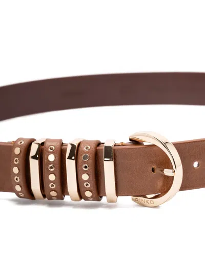 Pinko Adjustable Belts Multiple Loops Smooth Studs In Brown