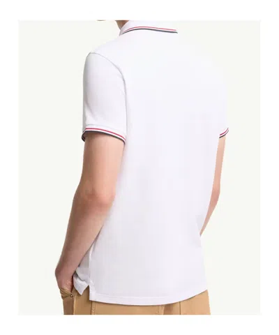 Moncler Cotton Piquet Polo Shirt With Tricolor Trim In White