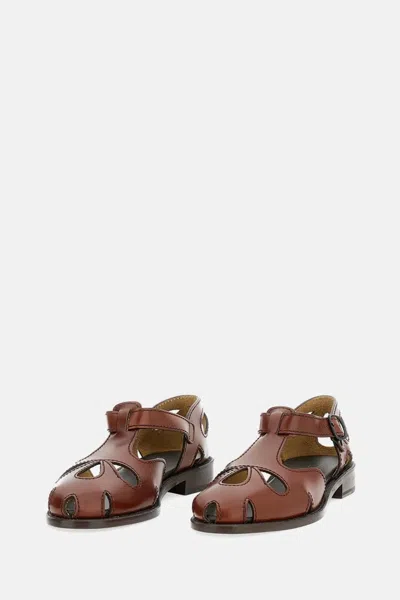Hereu Tan Leather Sandals In Multi
