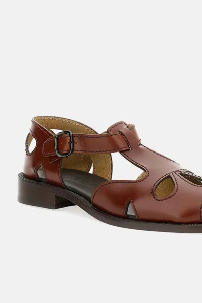Hereu Tan Leather Sandals In Multi