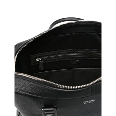 Tom Ford Zippered Shoulder Bag For Carrying Documents In Black