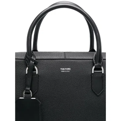 Tom Ford Zippered Shoulder Bag For Carrying Documents In Black