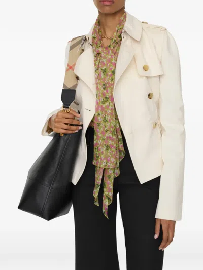 Burberry Isabella Buckle Belt Jacket In White