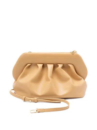Themoirè Pleated Rectangular Clutch Adaptable Strap In Neutral