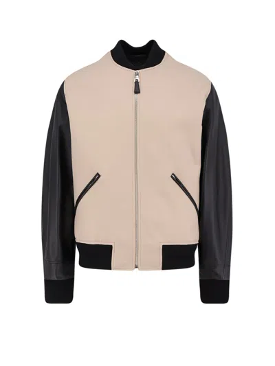 Givenchy Silk Nylon Jacket Contrast Sleeves Pockets In Neutral