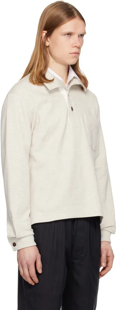 Tom Ford Cotton Sweatshirt With A Partial Front Button Closure In Gray