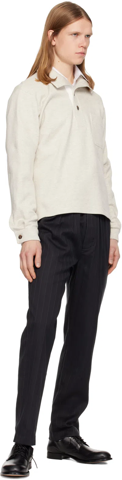 Tom Ford Cotton Sweatshirt With A Partial Front Button Closure In Gray