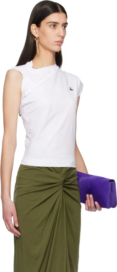 Vivienne Westwood Asymmetric Organic Cotton Top With Gathered Detailing In White