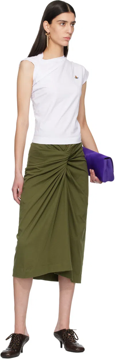 Vivienne Westwood Asymmetric Organic Cotton Top With Gathered Detailing In White