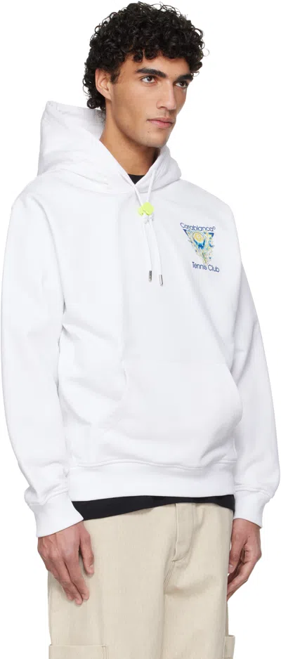 Casablanca Tennis Club Logo-print Hooded Cotton Sweatshirt In White