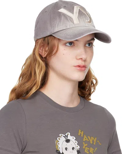 Open Yy Purple 'yy' Gradient Ball Cap In White