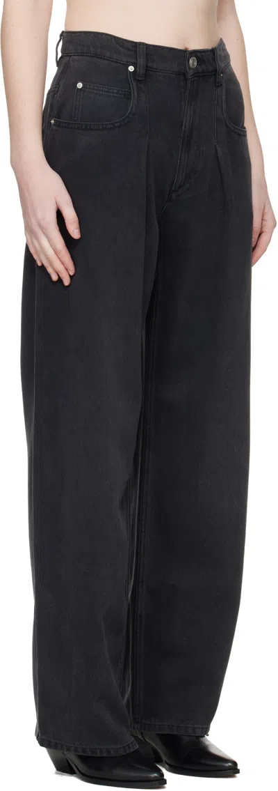 Isabel Marant Distressed Denim Trousers With Wide-leg Design In Black