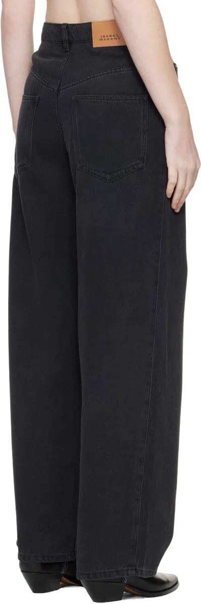 Isabel Marant Distressed Denim Trousers With Wide-leg Design In Black